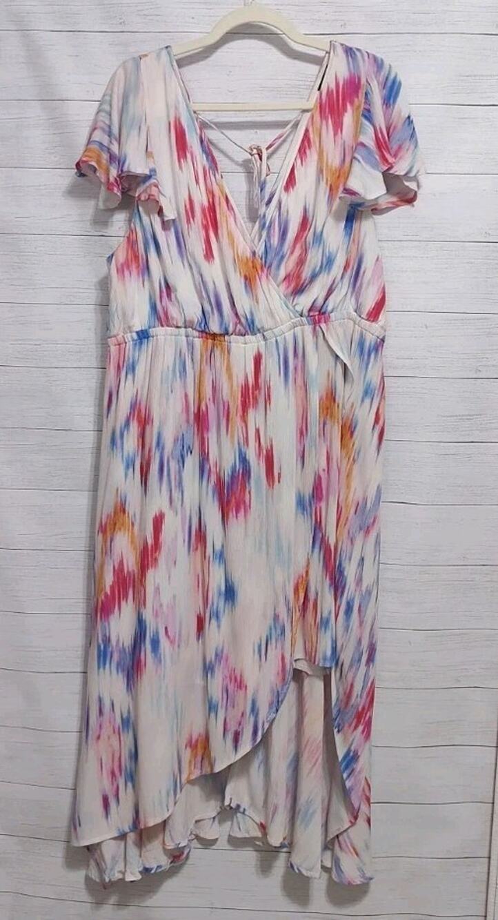 Torrid Midi Gauze Walk-Through Romper Dress Ikat Multicolor Size 2 Pre-owned